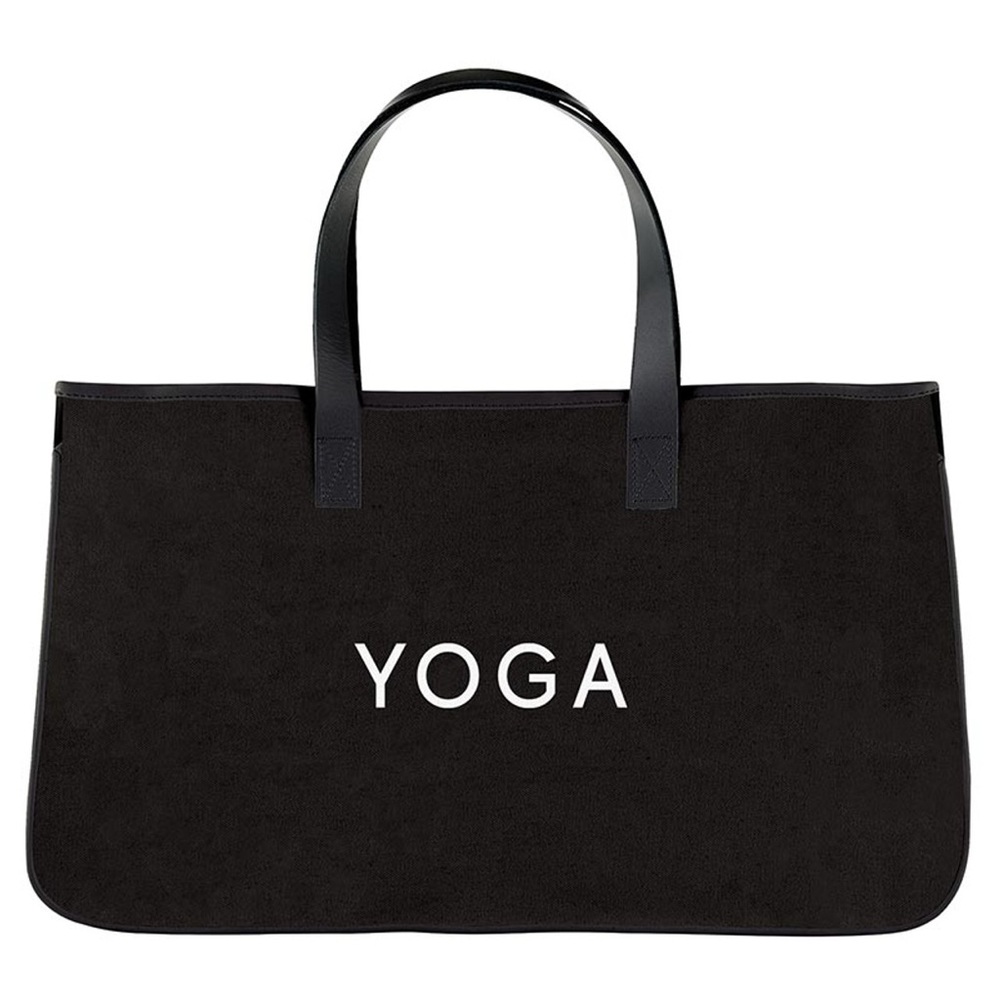 Santa Barbara Design Studio Black Canvas Tote Yoga/leather handle/int pocket-NWT